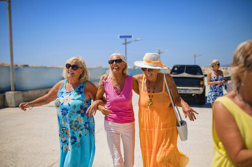 Women smiling in the sun
