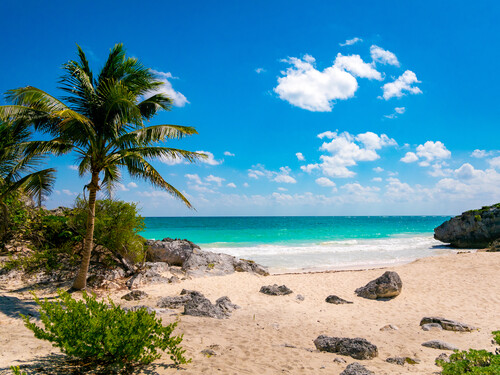 One of the beaches in Playa del Carmen, Mexico