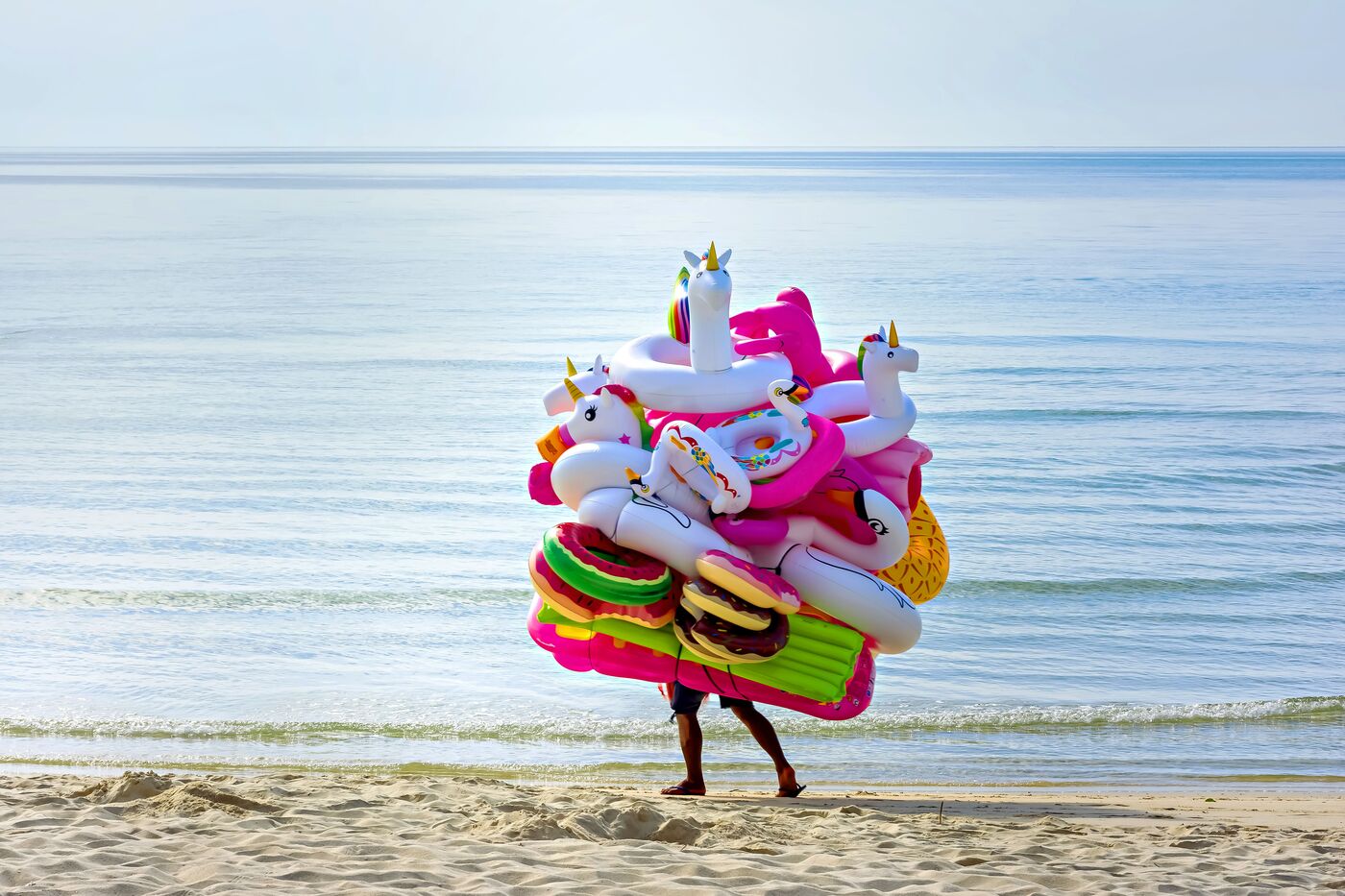 Carrying inflatables on the beach